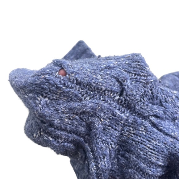 LL Bean Vintage L Blue Cable Knit Wool Bl Buttons Chunky Cardigan Sweater Granny - Picture 16 of 16